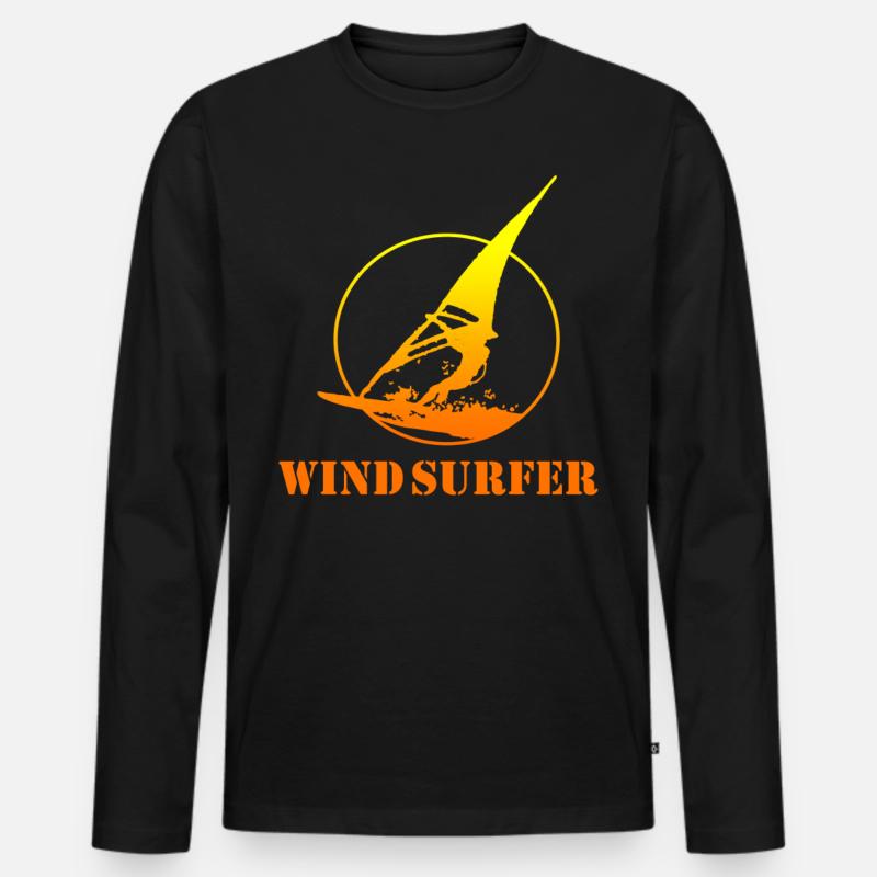 Windsurfer - Männer Premium Bio Langarmshirt - Schwarz