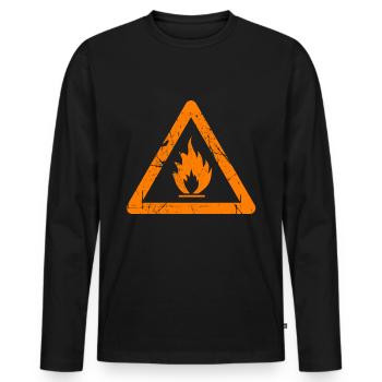 Cadeau de textures de symbole inflammable - T-shirt manches longues Premium bio Homme - noir - Devant - Nico (187cm)