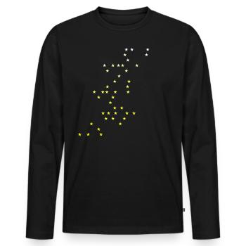 étoiles blanc jaune idée cadeau idée cadeau idée - T-shirt manches longues Premium bio Homme - noir - Devant - Nico (187cm)