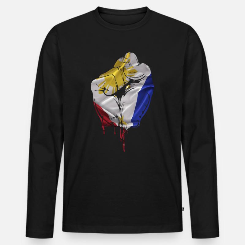 Philippinisches Land Faust Geschenk - Männer Premium Bio Langarmshirt - Schwarz
