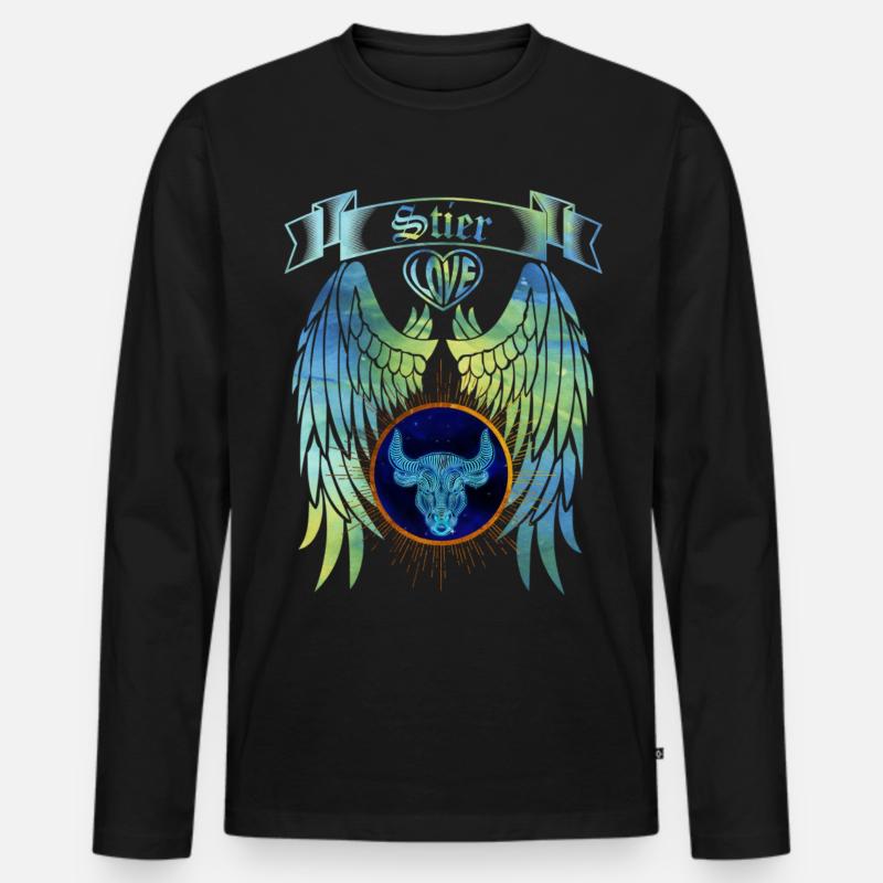 Sternzeichen Stier - Männer Premium Bio Langarmshirt - Schwarz