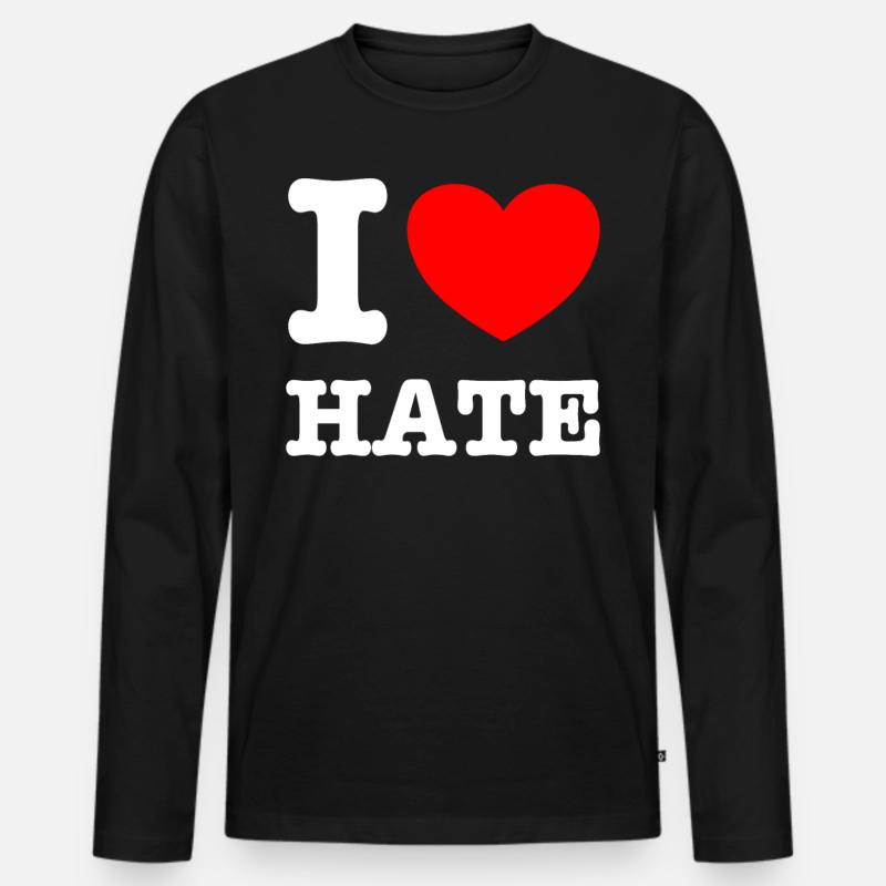 I Love Hate - Männer Premium Bio Langarmshirt - Schwarz