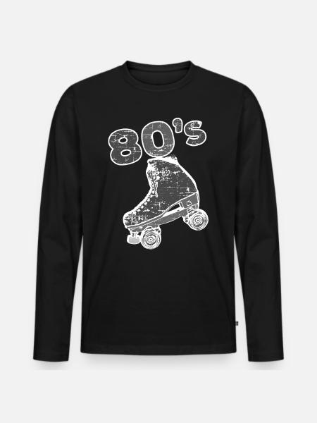 80s 80s eighties roller skates skates skate roller - Men's Premium Organic Long Sleeve Shirt - black