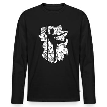 Pole Dancer paper cut flowers art gift - Men's Premium Organic Long Sleeve Shirt - black - Front - Nico (187cm)