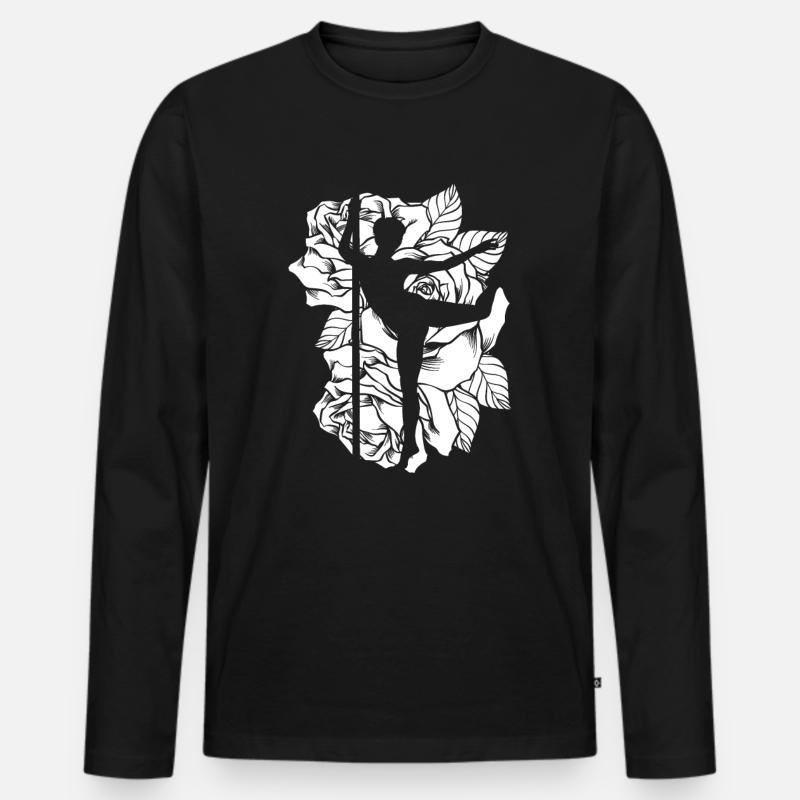 Pole Dancer Scherenschnittblumen Kunstgeschenk - Männer Premium Bio Langarmshirt - Schwarz