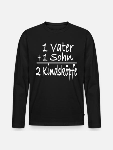 Vater und Sohn - Männer Premium Bio Langarmshirt - Schwarz