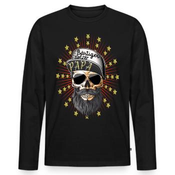 Papa stolz Bart Bärtiger Papa - Männer Premium Bio Langarmshirt - Schwarz - Vorne - Nico (187cm)