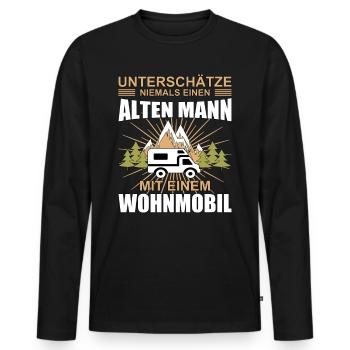 Alter Mann mit Wohnmobil Opa Rentner - Männer Premium Bio Langarmshirt - Schwarz - Vorne - Nico (187cm)