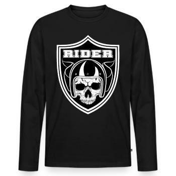 Motorcycle biker rider skull skull - Men's Premium Organic Long Sleeve Shirt - black - Front - Nico (187cm)