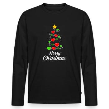 Arbre de Noël Noël Idée cadeau - T-shirt manches longues Premium bio Homme - noir - Devant - Nico (187cm)