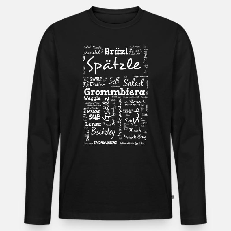 Die man essen kann auf schwäbisch - Männer Premium Bio Langarmshirt - Schwarz