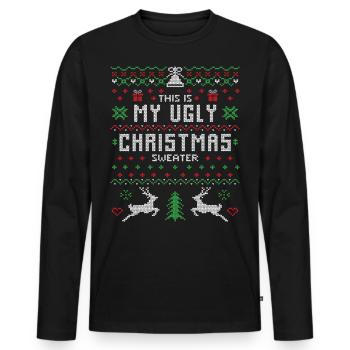 Pull de Noël laid Noël Noël - T-shirt manches longues Premium bio Homme - noir - Devant - Nico (187cm)