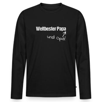 Weltbester Papa und Opa Süßes Geschenk für Opas - Männer Premium Bio Langarmshirt - Schwarz - Vorne - Nico (187cm)