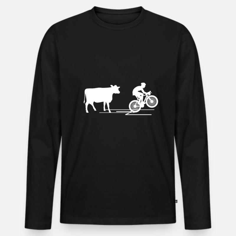 Kuh-Tier-Radsport Süße Geschenkidee - Männer Premium Bio Langarmshirt - Schwarz