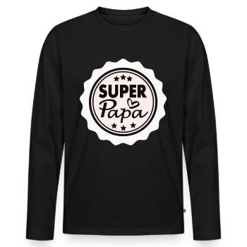 super dad - Men's Premium Organic Long Sleeve Shirt - black - Front - Nico (187cm)