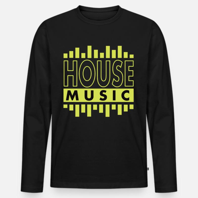 House Music - Männer Premium Bio Langarmshirt - Schwarz
