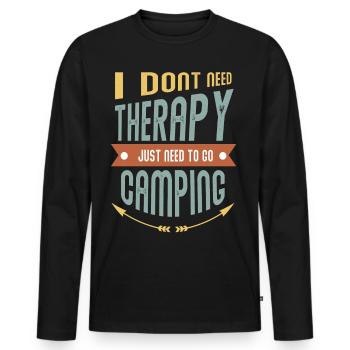 Camping therapy - Men's Premium Organic Long Sleeve Shirt - black - Front - Nico (187cm)