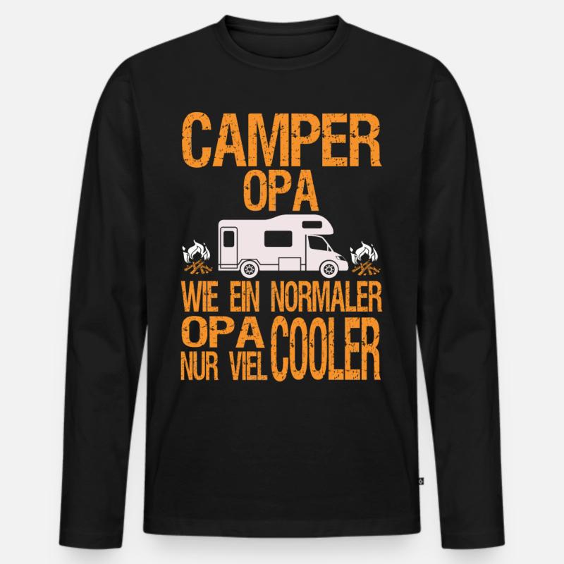 camper opa - Männer Premium Bio Langarmshirt - Schwarz