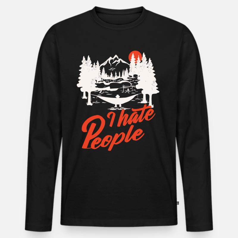 I hate People - Männer Premium Bio Langarmshirt - Schwarz