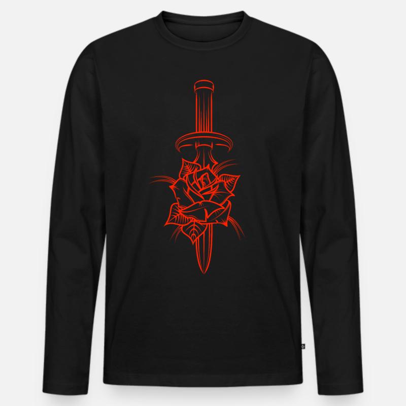 tattoo dolch - Männer Premium Bio Langarmshirt - Schwarz
