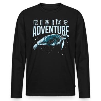 Plongée, plongeur, tortue d'eau de plongée, chemise - T-shirt manches longues Premium bio Homme - noir - Devant - Nico (187cm)