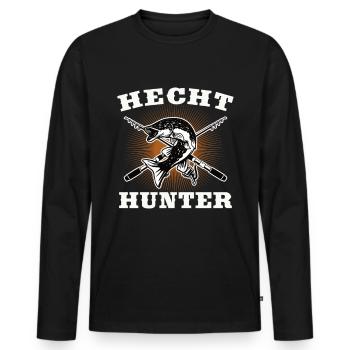 Hecht Hunter - Männer Premium Bio Langarmshirt - Schwarz - Vorne - Nico (187cm)
