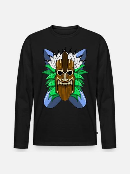 TIKI mask - Men's Premium Organic Long Sleeve Shirt - black