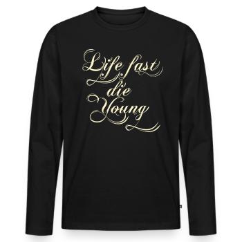 life almost the young - Men's Premium Organic Long Sleeve Shirt - black - Front - Nico (187cm)