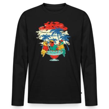Beach Perroquets,Party Oiseaux Cocktail Vacances Chemise - T-shirt manches longues Premium bio Homme - noir - Devant - Nico (187cm)
