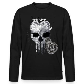 Tête de mort - T-shirt manches longues Premium bio Homme - noir - Devant - Nico (187cm)