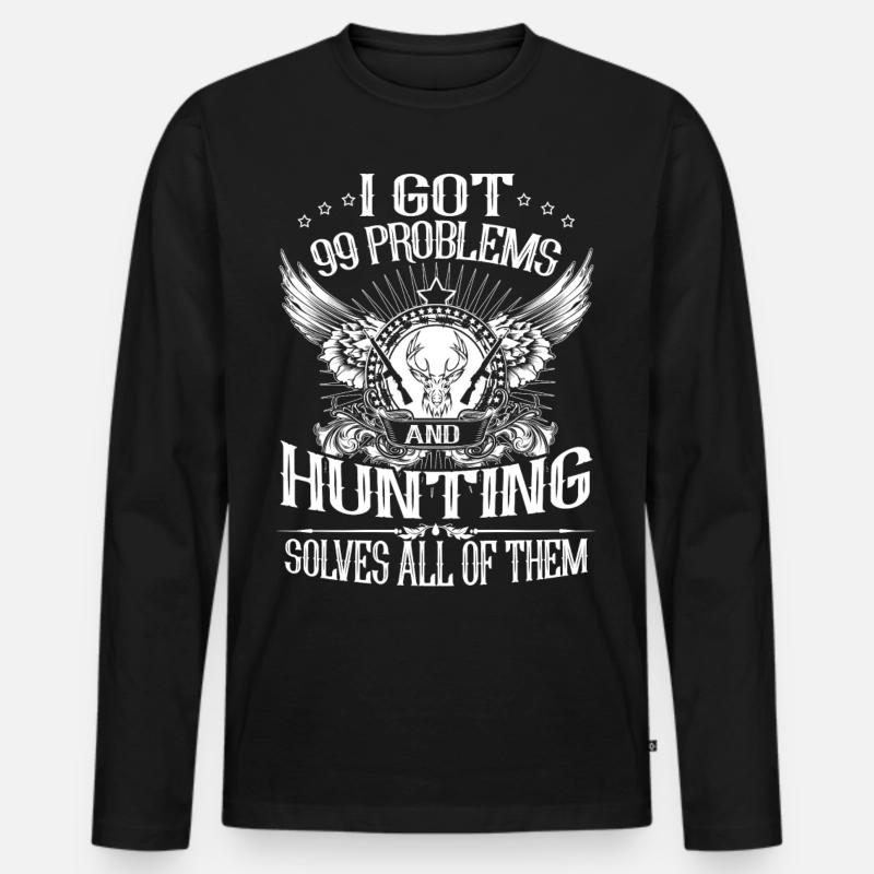 Hunting Solves Problem - Men's Premium Organic Long Sleeve Shirt - black