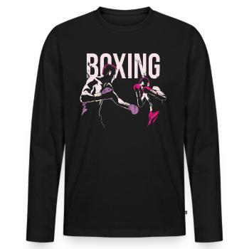 Boxe, boxe, boxe, boxeur, maillot de combat - T-shirt manches longues Premium bio Homme - noir - Devant - Nico (187cm)