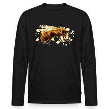Honeybee, Bee Hummel Beekeeper Hardworking Bee - Men's Premium Organic Long Sleeve Shirt - black - Front - Nico (187cm)