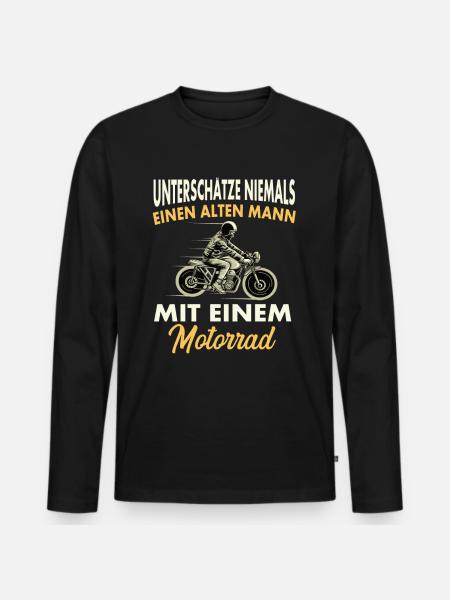 Unterschätze niemals einen alten Mann - Männer Premium Bio Langarmshirt - Schwarz
