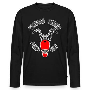 la liberté commence derrière les barreaux - T-shirt manches longues Premium bio Homme - noir - Devant - Nico (187cm)