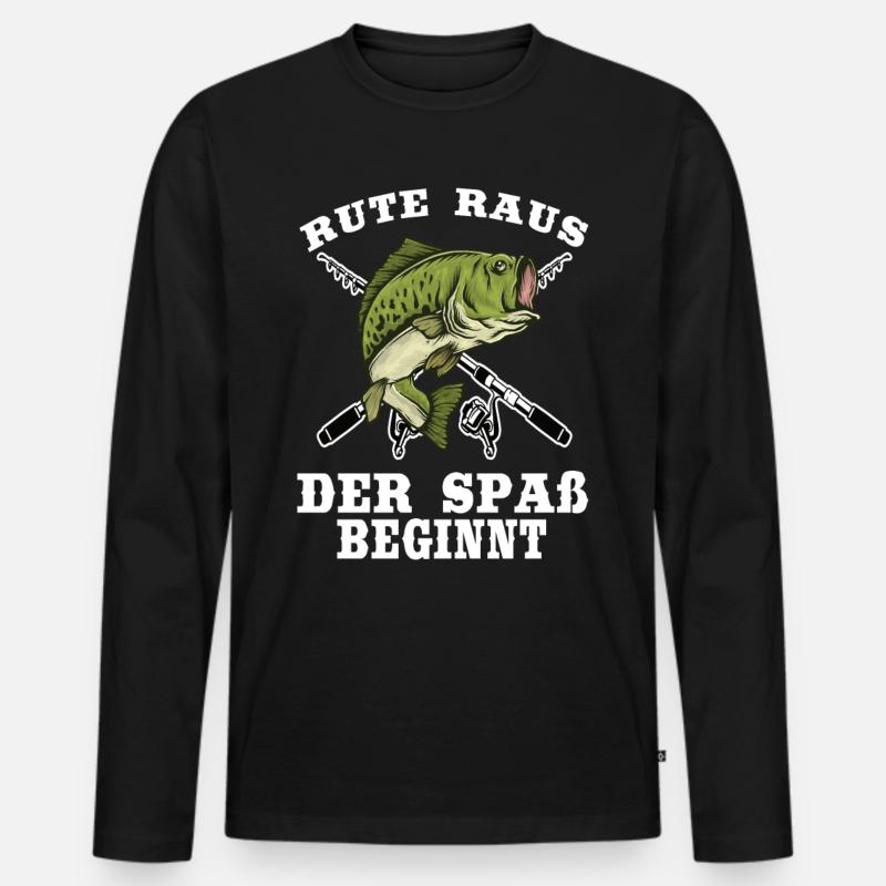 Rute raus der Spass beginnt - Männer Premium Bio Langarmshirt - Schwarz