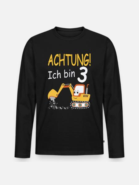Achtung ich bin 3 - Männer Premium Bio Langarmshirt - Schwarz