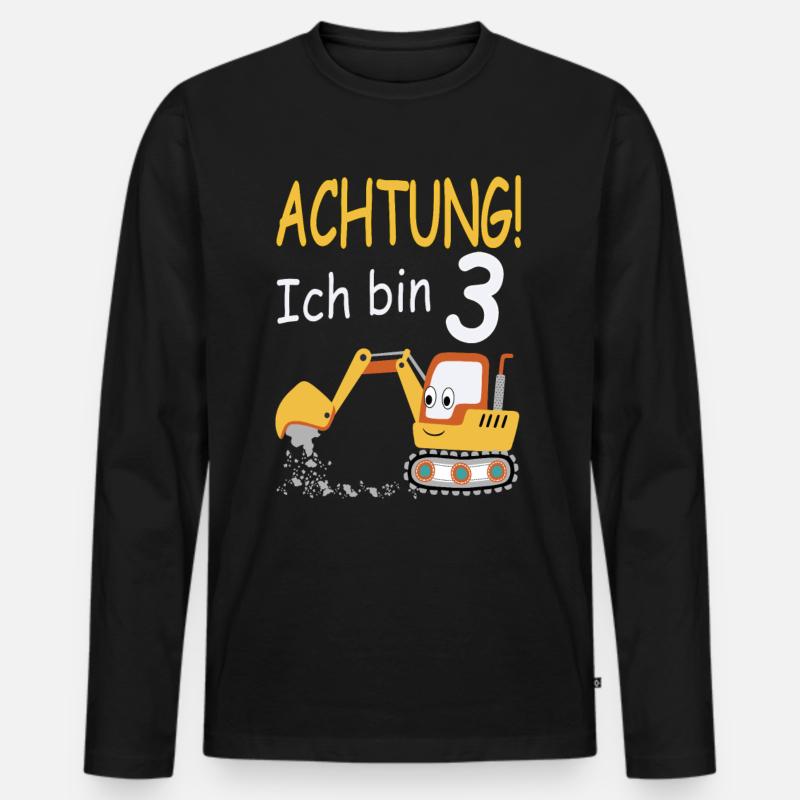 Achtung ich bin 3 - Männer Premium Bio Langarmshirt - Schwarz