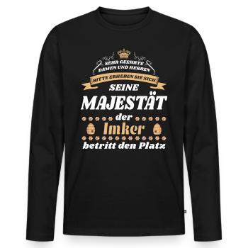 Imker | Beekeeper - Männer Premium Bio Langarmshirt - Schwarz - Vorne - Nico (187cm)