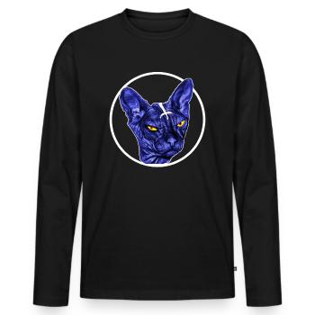 Goth, Death Metal Cat, Black Sphynx Cat, - T-shirt manches longues Premium bio Homme - noir - Devant - Nico (187cm)