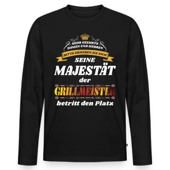 Grillmeister - Männer Premium Bio Langarmshirt - Schwarz - Vorne - Nico (187cm)