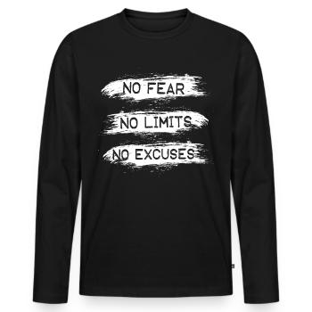 No fear No limits No excuses - Men's Premium Organic Long Sleeve Shirt - black - Front - Nico (187cm)