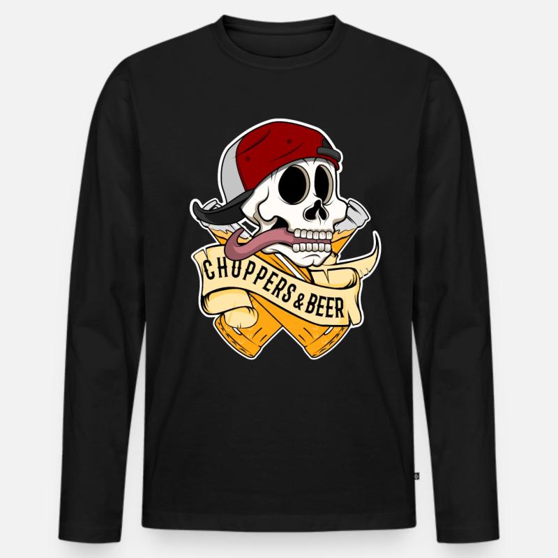 Choppers and Beer - Männer Premium Bio Langarmshirt - Schwarz