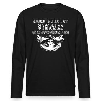 Meine Mode ist schwarz,Totenkopf Metal,Gothic,FUN - Männer Premium Bio Langarmshirt - Schwarz - Vorne - Nico (187cm)