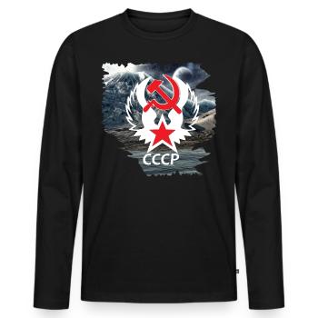 Russie,Union soviétique,Armoiries russes,Montagne Chemise - T-shirt manches longues Premium bio Homme - noir - Devant - Nico (187cm)