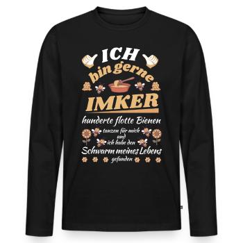 Ich bin gerne Imker - Männer Premium Bio Langarmshirt - Schwarz - Vorne - Nico (187cm)
