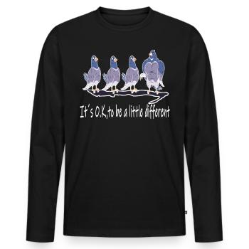 Pigeons, Be Different, Gym, Body Building, Workout FUN - T-shirt manches longues Premium bio Homme - noir - Devant - Nico (187cm)