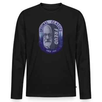 Sigmund Freud,Vintage,Psychologie,Médecin Médecine FUn - T-shirt manches longues Premium bio Homme - noir - Devant - Nico (187cm)