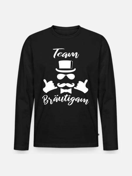 Team Bräutigam - Männer Premium Bio Langarmshirt - Schwarz