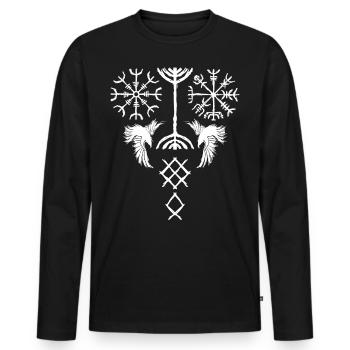 Conception de tatouage viking mythologie nordique - T-shirt manches longues Premium bio Homme - noir - Devant - Nico (187cm)